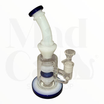 Bubbler de vidrio, blanco y azul