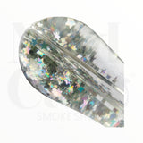 Pipa de vidrio con glicerina, brillo en la obscuridad